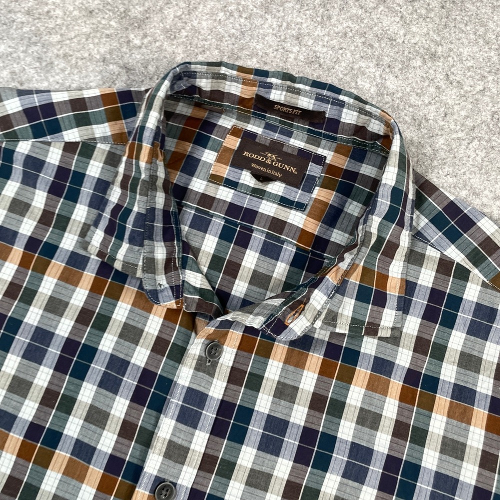 Rodd & Gunn Mens Button Down Shirt L Multicolor Plaid Sports Fit Italian Fabric
